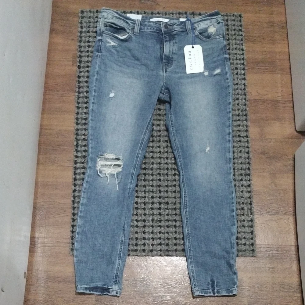 Eunina Distressed Skinny Jeans in Blue - Picture 1 of 13